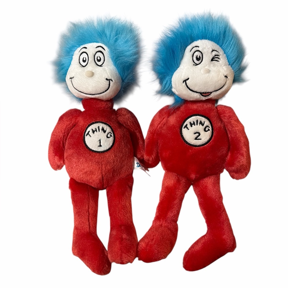 Aurora Dr Seuss Thing One And Thing Two Plush Bundle Stuffed Animal 12in Toy Set